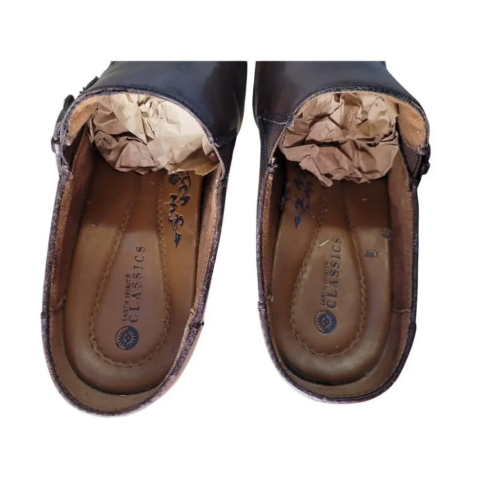 Earth Spirit Classics Clogs Emily Dark Brown Slip on Leather Sz‎ 9